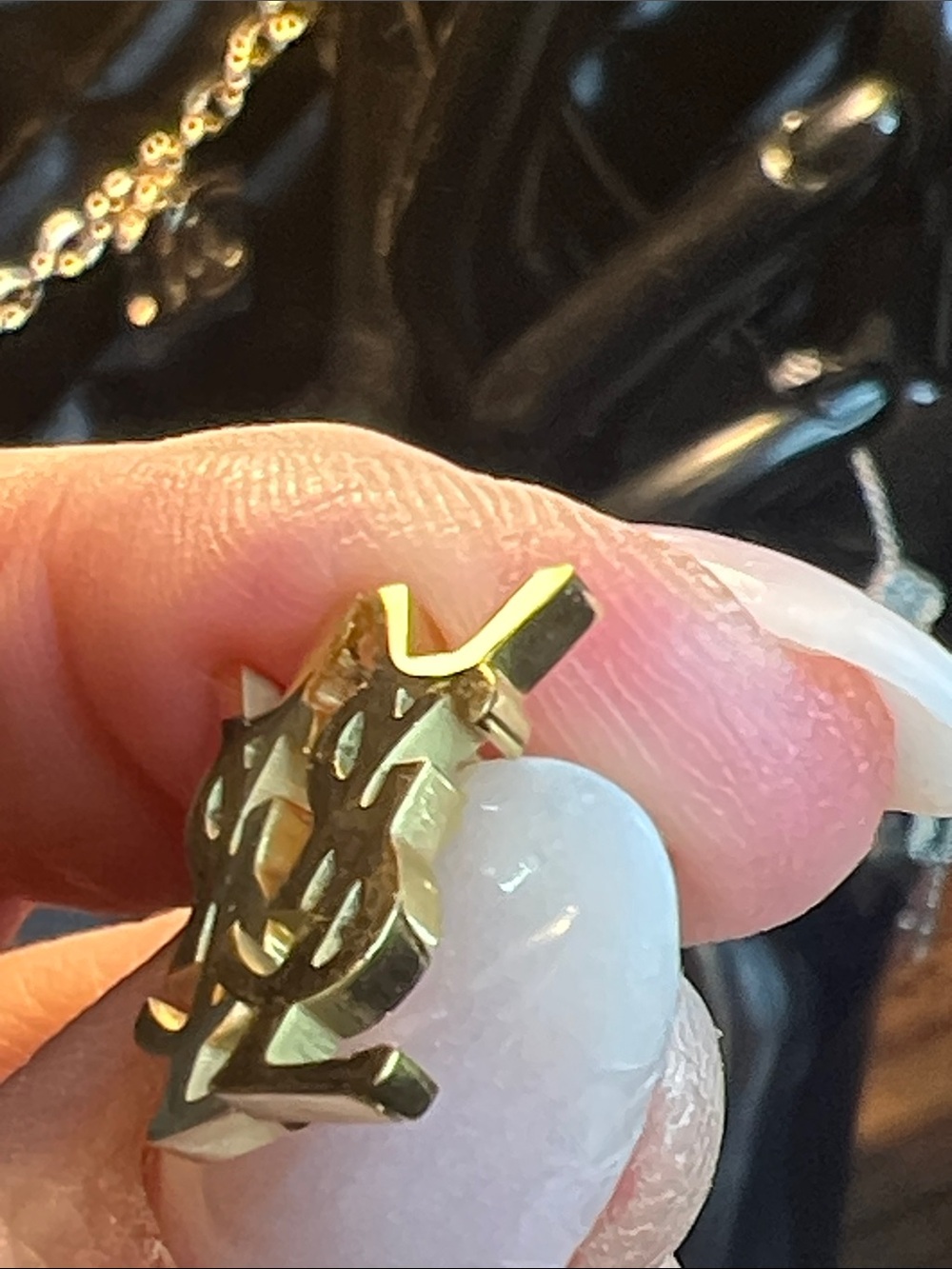 Gold Stainless Steel Logo Stud Earrings - Women's Fashion - Picture 8 of 11